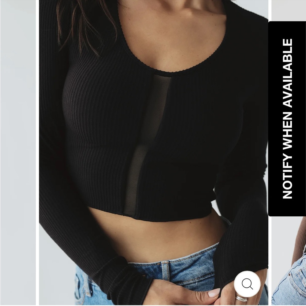 Klassy Network Mesh Cut-Out Brami Long Sleeve Crop Top